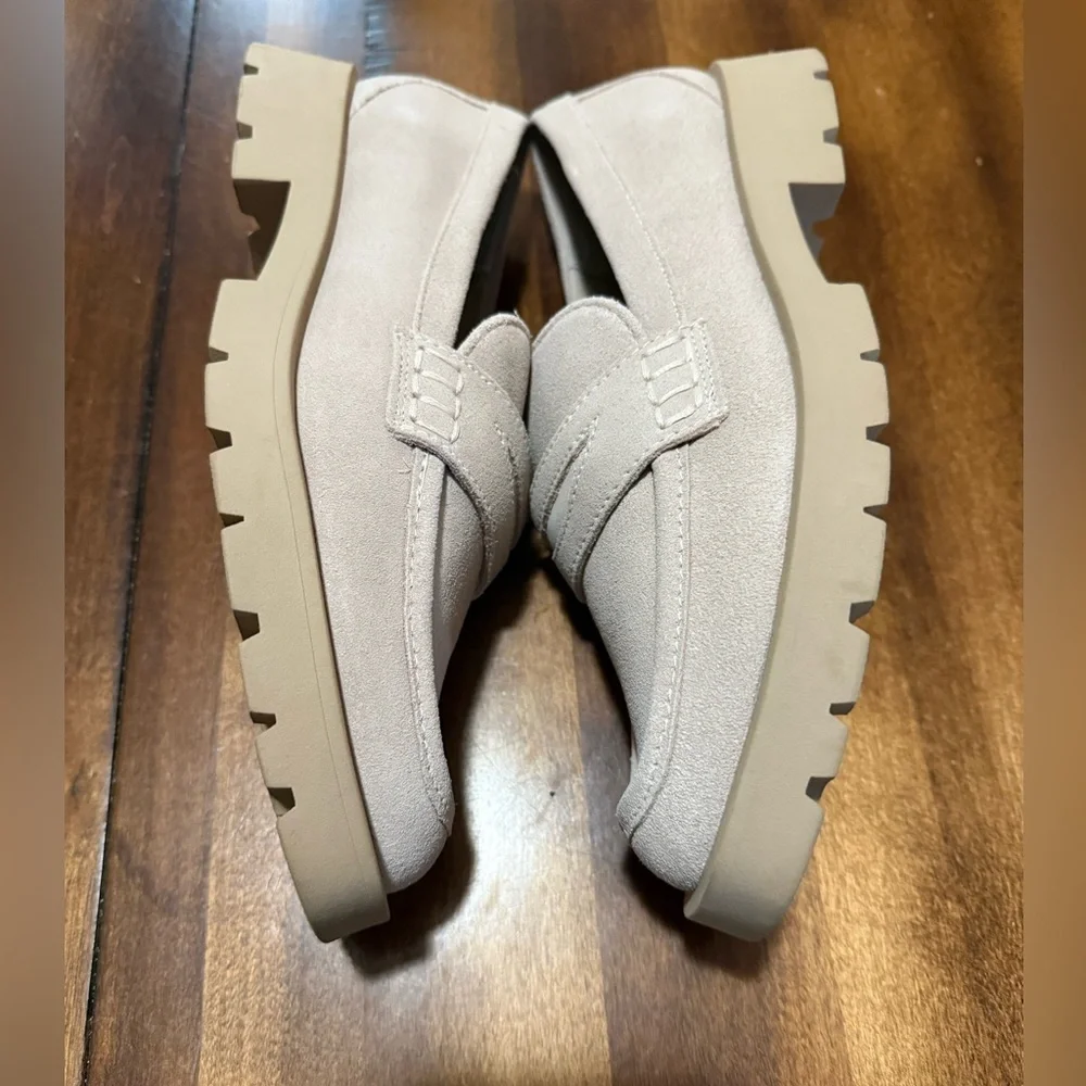 Dolce Vita Neutral Chunky Platform Elias Dune Suede Leather Loafers 8.5